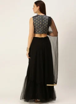 Black N Grey Taffeta Jacquard Lehenga Set Party Wear -Mahra Clothing Shop Black N Grey Taffeta Jacquard Lehenga Set GHBS02111108 b