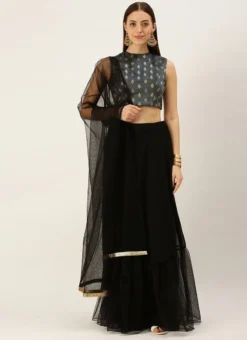 Black N Grey Taffeta Jacquard Lehenga Set Party Wear -Mahra Clothing Shop Black N Grey Taffeta Jacquard Lehenga Set GHBS02111108 u