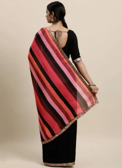 Teen Girls Black N Multicolored Blouse N Saree Set Party Wear -Mahra Clothing Shop Black N Multicolored Blouse N Saree Set SABS02104231 b 1