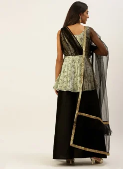 Teen Girls Black N Off White Kali Palazzo Set Festive Wear -Mahra Clothing Shop Black N Off White Kali Palazzo Set SLBS02205011 b