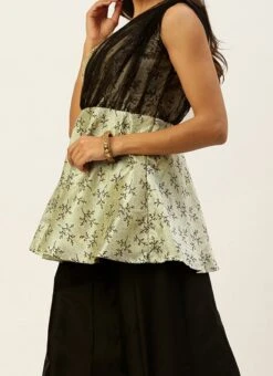 Teen Girls Black N Off White Kali Palazzo Set Festive Wear