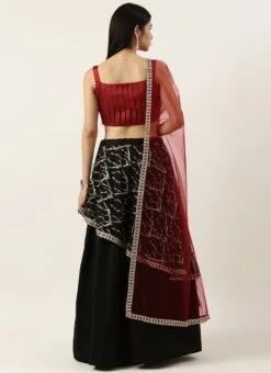 Teen Girls Black N Red Pleated Lehenga Set Party Wear -Mahra Clothing Shop Black N Red Pleated Lehenga Set GHBS02205993 b