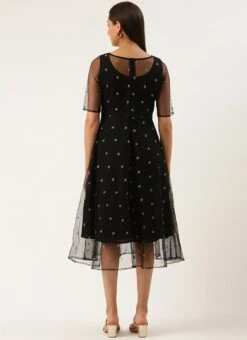 Black Net Embroidered Midi Dress Festive Wear -Mahra Clothing Shop Black Net Embroidered Midi Dress DRBS02206215 b