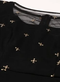 Black Net Embroidered Midi Dress Festive Wear -Mahra Clothing Shop Black Net Embroidered Midi Dress DRBS02206215 rrc1
