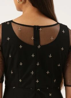 Black Net Embroidered Midi Dress Festive Wear -Mahra Clothing Shop Black Net Embroidered Midi Dress DRBS02206215 rrc2