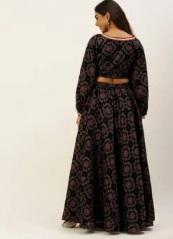 Teen Girls Black Printed Art Silk Co Ords Set Festive Wear -Mahra Clothing Shop Black Printed Art Silk Co Ords Set IWBS02207402 b