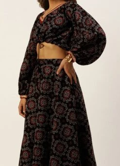 Teen Girls Black Printed Art Silk Co Ords Set Festive Wear