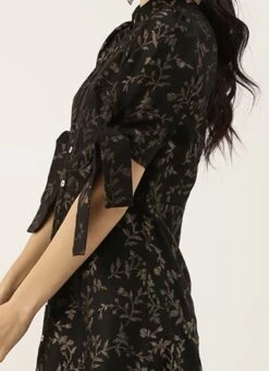 Black Printed Rayon High N Low Dress After Six Wear