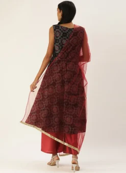 Teen Girls Black Printed Sweetheart Neck Anarkali Suit Festive Wear -Mahra Clothing Shop Black Printed Sweetheart Neck Anarkali Suit SLBS02203510 b 1