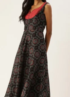 Black Printed Sweetheart Neck Anarkali Suit Festive Wear