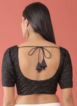 Black Raw Silk Embroidery Work Blouse Party Wear -Mahra Clothing Shop Black Raw Silk Embroidery Work Blouse BLSPFB139B b
