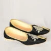 Black Raw Silk Hand Work Mojri