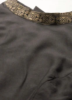 Black Rayon Ankle Length Dress After Six Wear -Mahra Clothing Shop Black Rayon Ankle Length Dress DRBS02108639 rrc3