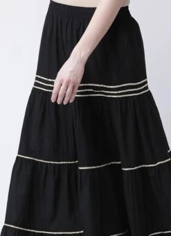 Black Rayon Flared Plazoo Pant Work Wear