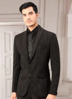 Black Terry Rayon Blazers -Mahra Clothing Shop Black Terry Rayon Blazers JMKMDC3744NB b