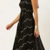 Black Viscose Embroidered Layered Gown Festive Wear