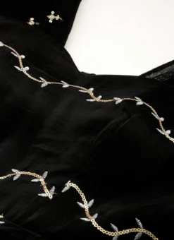 Black Viscose Embroidered Layered Gown Festive Wear -Mahra Clothing Shop Black Viscose Embroidered Layered Gown IWBS02212600 rrc1
