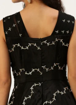 Black Viscose Embroidered Layered Gown Festive Wear -Mahra Clothing Shop Black Viscose Embroidered Layered Gown IWBS02212600 rrc2