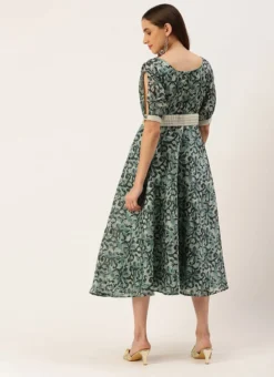 Blue Art Silk Digital Printed Dress Festive Wear -Mahra Clothing Shop Blue Art Silk Digital Printed Dress DRBS02210908 b