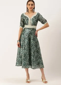 Blue Art Silk Digital Printed Dress Festive Wear -Mahra Clothing Shop Blue Art Silk Digital Printed Dress DRBS02210908 u