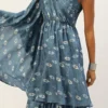 Teen Girls Blue Art Silk Digital Printed Gown Festive Wear
