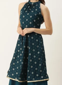 Bottom From Blue Art Silk Halter Neck Sharara Suit After Six Wear