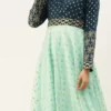Teen Girls Blue Chanderi Art Silk Gown Festive Wear