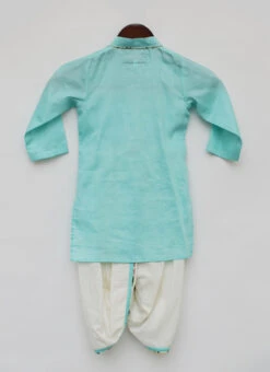 Light Blue Cotton Silk Kurta Pyjama -Mahra Clothing Shop Blue Cotton Silk Kurta Pyjama KDBDFK1822 b