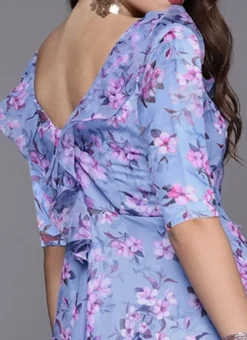 Blue Digital Print V Neck Gown Party Wear -Mahra Clothing Shop Blue Digital Print V Neck Gown IWBS02308956 rrc2