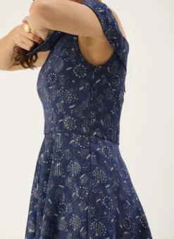 Blue Digital Printed Art Silk Off Shoulder Dress After Six Wear -Mahra Clothing Shop Blue Digital Printed Art Silk Off Shoulder Dress DRBS02109715 rrc4