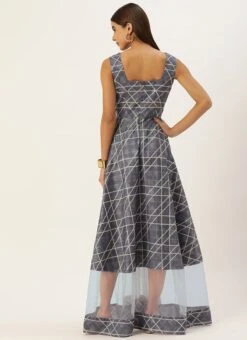 Teen Girls Blue Digital Printed Floor Length Gown Party Wear -Mahra Clothing Shop Blue Digital Printed Floor Length Gown IWBS02110943 b