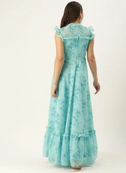 Teen Girls Blue Digital Printed Georgette Gown Festive Wear -Mahra Clothing Shop Blue Digital Printed Georgette Gown IWBS02304061 b