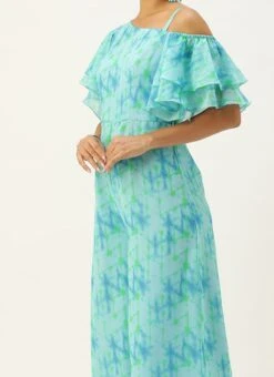 Blue Digital Printed Georgette Jumpsuit After Six Wear