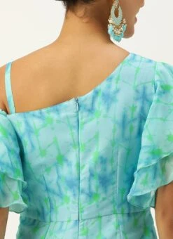 Blue Digital Printed Georgette Jumpsuit After Six Wear -Mahra Clothing Shop Blue Digital Printed Georgette Jumpsuit DRBS02304086 rrc2