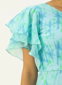 Blue Digital Printed Georgette Jumpsuit After Six Wear -Mahra Clothing Shop Blue Digital Printed Georgette Jumpsuit DRBS02304086 rrc3