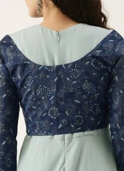 Blue Digital Printed Jacket Slit Style Dress Festive Wear -Mahra Clothing Shop Blue Digital Printed Jacket Slit Style Dress DRBS02110014 rrc3