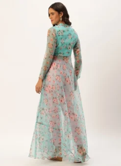 Teen Girls Blue Digital Printed Kurta Set With Straight Pant Festive Wear -Mahra Clothing Shop Blue Digital Printed Kurta Set With Straight Pant KSBS02305245 b 3