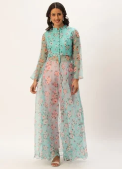Teen Girls Blue Digital Printed Kurta Set With Straight Pant Festive Wear -Mahra Clothing Shop Blue Digital Printed Kurta Set With Straight Pant KSBS02305245 u 3