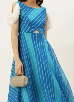 Blue Digital Printed Maxi Dress After Six Wear