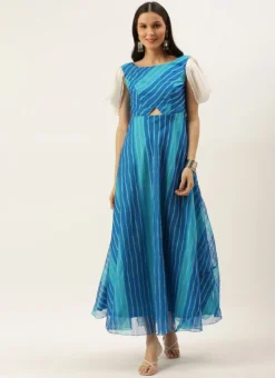 Blue Digital Printed Maxi Dress Festive Wear After Six Wear -Mahra Clothing Shop Blue Digital Printed Maxi Dress DRBS02205896 u