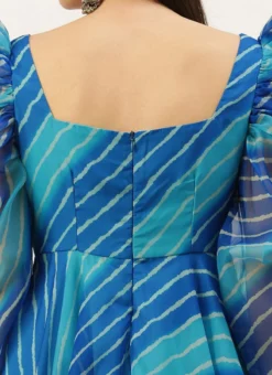 Blue Digital Printed Organza Dress Party Wear After Six Wear -Mahra Clothing Shop Blue Digital Printed Organza Dress DRBS02205866 rrc3