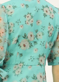 Blue Digital Printed Organza Kurti Festive Wear -Mahra Clothing Shop Blue Digital Printed Organza Kurti KRBS02303819 rrc2