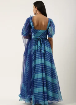 Blue Digital Printed Organza Lehenga Set Festive Wear -Mahra Clothing Shop Blue Digital Printed Organza Lehenga Set GHBS02205008 b