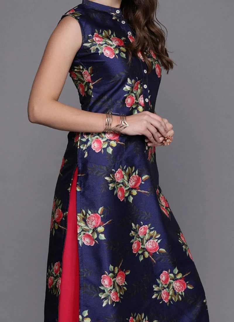 Blue Digital Printed Top Work Wear 1 Blue Digital Printed Top Work Wear