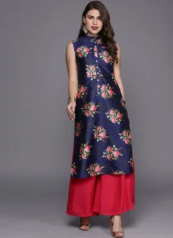 Blue Digital Printed Top Work Wear 10 Blue Digital Printed Top Work Wear -Mahra Clothing Shop Blue Digital Printed Top KRBS02307684 u