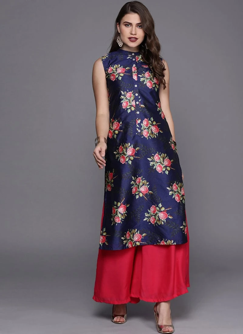 Blue Digital Printed Top Work Wear 3 Blue Digital Printed Top Work Wear - Image 3