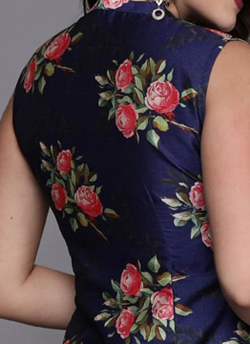 Blue Digital Printed Top Work Wear 6 Blue Digital Printed Top Work Wear - Image 6