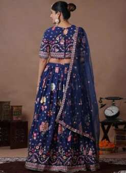 Teen Girls Blue Embroidered Gathered Style Lehenga Set Wedding Wear -Mahra Clothing Shop Blue Embroidered Gathered Style Lehenga Set GHBS02308910 b