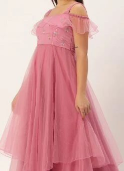 Teen Girls Blue Embroidered Georgette Festive Wear