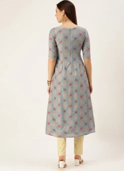 Blue Foil Print Muslin N Beige Straight Pant Suit Festive Wear -Mahra Clothing Shop Blue Foil Print Muslin N Beige Straight Pant Suit KSBS02111137 b